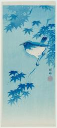 Bird on Maple Branch (in blue)
