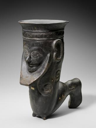 Drinking cup in the shape of a bent leg