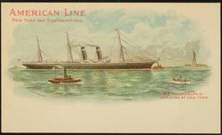 AMERICAN LINE NEW YORK AND SOUTHAMPTON. 
S.S. PHILADELPHIA  ARRIVING AT NEW YORK.