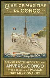 CIE BELGE MARITIME DU CONGO. 
SERVICE POSTAL ACCÉLÉRÉ ENTRE ANVERS, LE CONGO AVEC ESCALE À LA PALLICE. DAKAR & CONAKRY.

