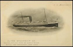 S.S. ARAPAHOE 
CLYDE STEAMSHIP CO., GENERAL OFFICES, PIER 36 NORTH RIVER. BRANCH 290 BROADWAY, NEW YORK.
