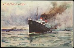 Cie Gie TRANSATLANTIQUE. "LA PROVENCE" SORTANT DU HAVRE.
