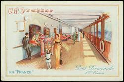Cie Gie Transatlantique  S.S. "FRANCE" 
Pont Promenade 1ères. Classes