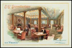 Cie Gie Transatlantique  S.S. "FRANCE" 
Fumoir 1ères. Classes