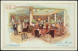 Cie Gie Transatlantique  S.S. "FRANCE" 
Salon Mixte 1ères. Classes
