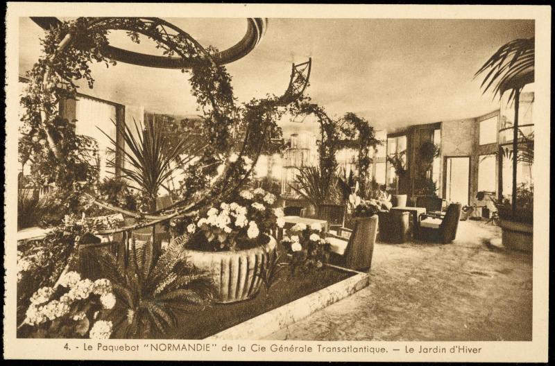 4. - Le Paquebot  "NORMANDIE." de la Cie Générale Transatlantique. - Le Jardin d'Hiver
