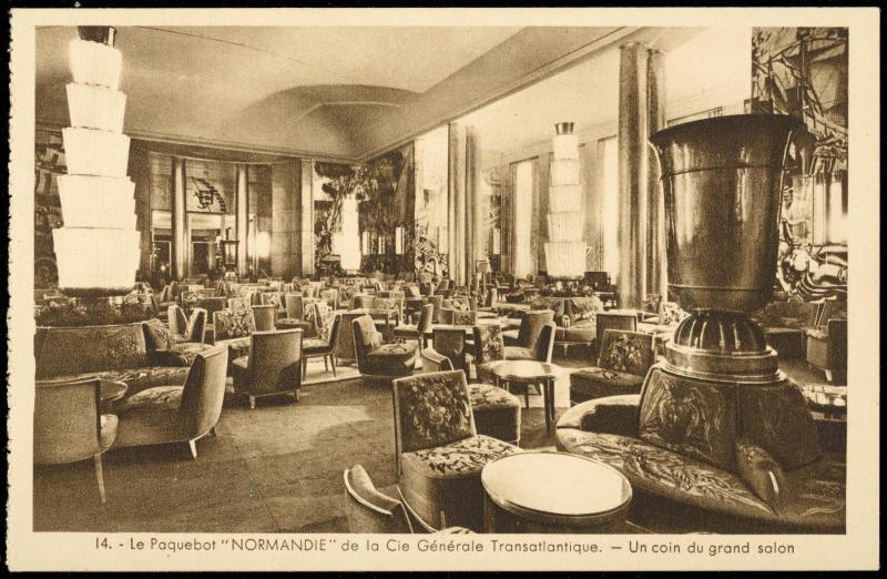 14. - Le Paquebot  "NORMANDIE." de la Cie Générale Transatlantique. - Un coin du grand salon
