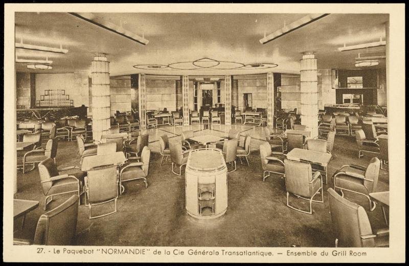 27. - Le Paquebot  "NORMANDIE." de la Cie Générale Transatlantique. - Ensemble du Grill Room
