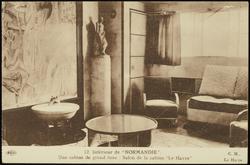 12. - Intérieur de "NORMANDIE".  - Une cabine de grand luxe: Salon de la cabine "Le Havre".
