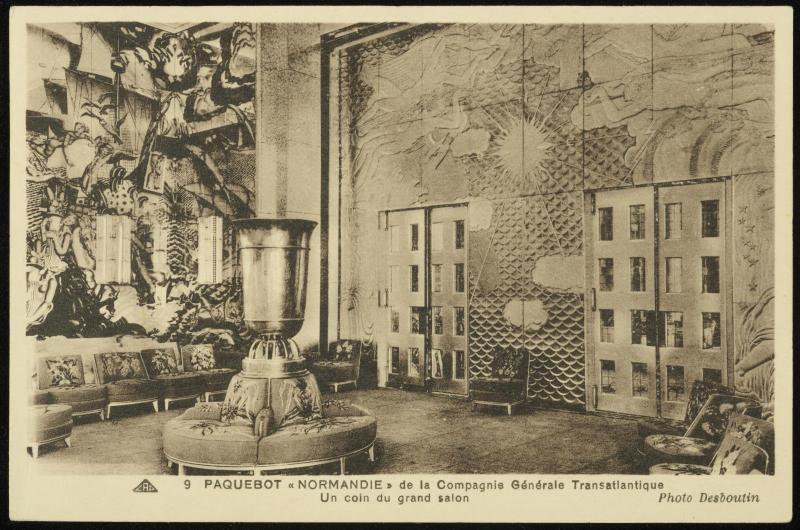 9  PAQUEBOT "NORMANDIE" de la Compagnie Générale Transatlantique 
Un coin du grand salon