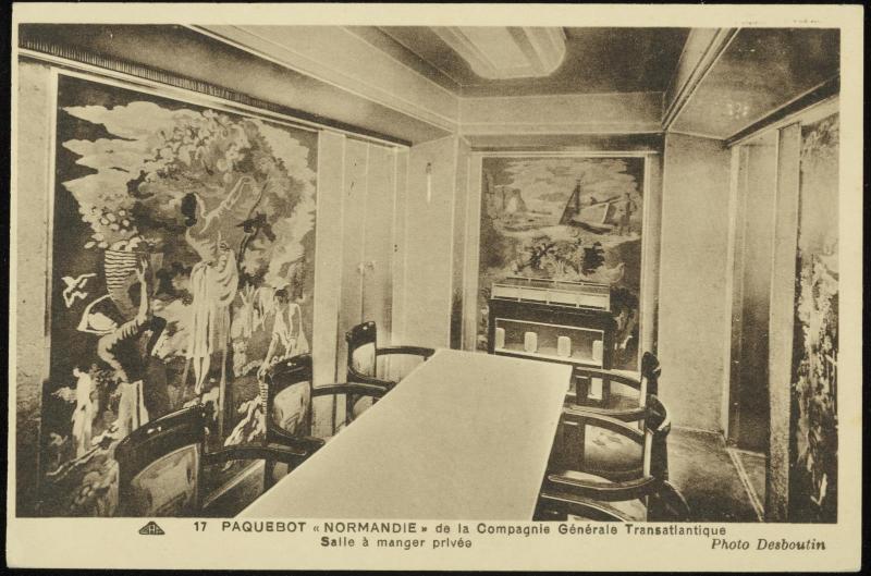 17  PAQUEBOT "NORMANDIE" de la Compagnie Générale Transatlantique 
Salle à manger privée
