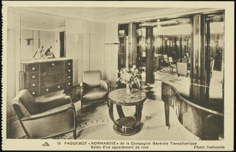 18  PAQUEBOT "NORMANDIE" de la Compagnie Générale Transatlantique 
Salon d'un appartement de luxe