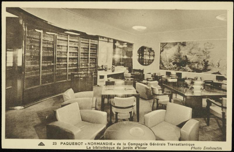 23  PAQUEBOT "NORMANDIE" de la Compagnie Générale Transatlantique 
La bibliothèque du Jardin d'hiver

