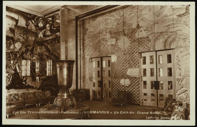 Cie Gie Transatlantique.  Paquebot "NORMANDIE"  Un Coin du Grand Salon.
