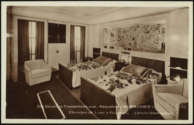 Cie Gie Transatlantique.  Paquebot "NORMANDIE"  Chambre de Luxe "Fécamp".
