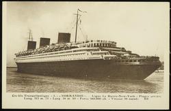 Cie Gie Transatlantique. - 3. -  "NORMANDIE". -  Ligne Le Havre - New York - Plages arriere  
Long. 313m. 75 - Larg. 36m 40 - Force 160,000 ch. - Vitesse 30 nœuds 
