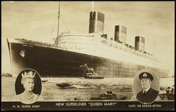 NEW SUPERLINER "QUEEN MARY" 
H.M. QUEEN MARY   CAPT. SIR EDGAR BITTEN