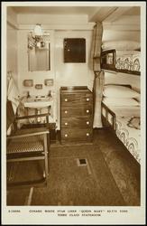 CUNARD WHITE STAR LINER "QUEEN MARY" 80,773 TONS.  
THIRD CLASS STATEROOM.