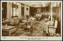 CUNARD WHITE STAR LINER "QUEEN MARY" 80,773 TONS.  
CABIN STARBOARD GALLERY.
