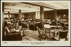 CUNARD WHITE STAR LINER "QUEEN MARY" 80,773 TONS.  
TOURIST SMOKING ROOM.