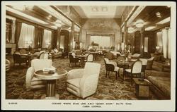 CUNARD WHITE STAR LINE R.M.S. "QUEEN MARY" 80,773 TONS.  
CABIN LOUNGE.