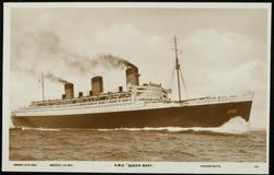 R.M.S. "QUEEN MARY" 
LENGTH 1,018 FEET.  BREADTH 118 FEET.  TONNAGE 80,773.