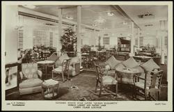CUNARD WHITE STAR LINER  "QUEEN MARY."  WORLD'S LARGEST AND FASTEST LINER. 83,673 Tons.
CABIN CLASS LOUNGE.