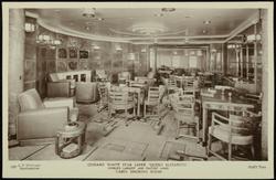 CUNARD WHITE STAR LINER  "QUEEN MARY."  WORLD'S LARGEST AND FASTEST LINER. 83,673 Tons.  
CABIN SMOKING ROOM.