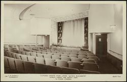 CUNARD WHITE STAR LINER  "QUEEN MARY."  WORLD'S LARGEST AND FASTEST LINER. 83,673 Tons.  
1st CLASS CINEMA.