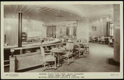 CUNARD WHITE STAR LINER  "QUEEN MARY."  WORLD'S LARGEST AND FASTEST LINER. 83,673 Tons.  
1st CLASS OBSERVATION LOUNGE & COCKTAIL BAR.