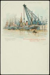 HAMBURGS HAFEN.  13. Orientalisten-Congress zu Hamburg September 1902. 
Riesenkrahn Trgf. 150 Tons.