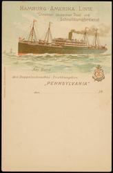 HAMBURG-AMERIKA LINIE. Direkter deutscher Post-und Schnelldampferdienst. Am Bord des Doppelschrauben-Postdampfers "PENNSYLVANIA"
