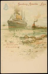 Hamburg-Amerika Linie. Am Bord des Schnelldampfers "COLUMBIA" 
COLUMBBIA bei Staten Island.