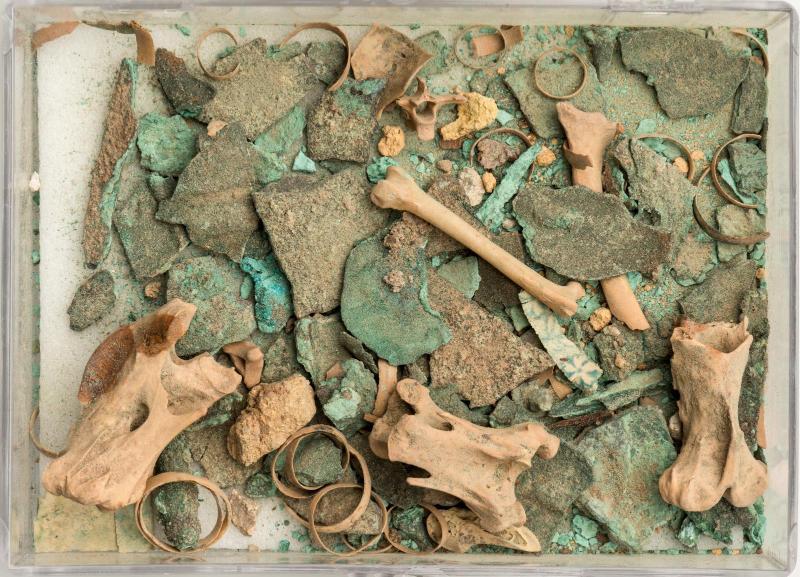 Debris consisting of animal bones, copper and stone