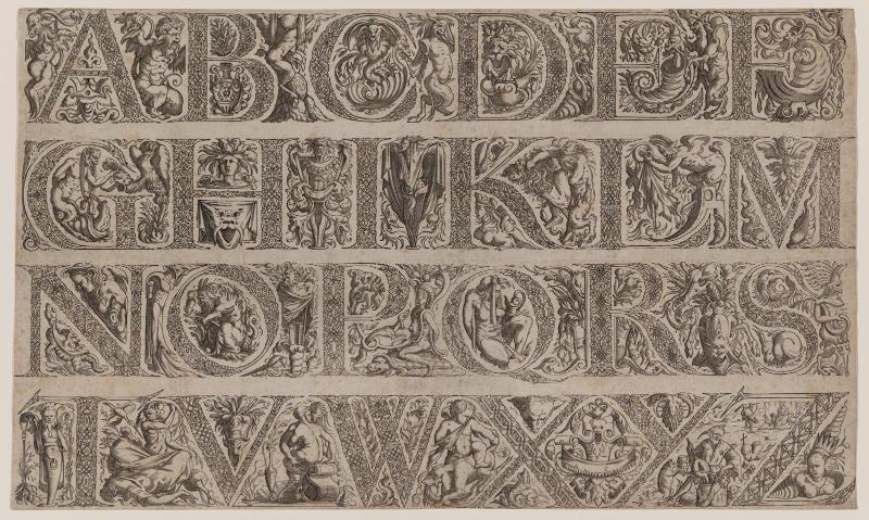 Alphabet with Grotesques and Satyrs