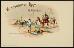 Norddeutscher Lloyd BREMEN. Karawanenlager in der Wüste.
