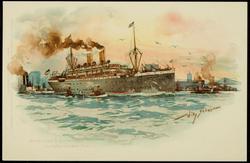 Nordd. Lloyd D. "Barbarossa" im Hafen von New York.
