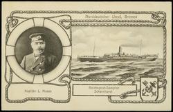 Norddeutscher Lloyd, Bremen. Reichspost-Dampfer Scharnhorst.  Kapitän L. Maass
