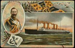 Schnelldampfer "Kaiser Wilhelm II."  Nordd. Lloyd - Bremen. 
Kaiser Wilhelm II Pate des Dampfers