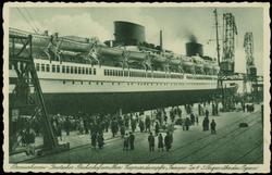 Bremerhaven - Deutscher bahnhof am Meer. Express dampfer "Europa" in 4-5 Tagen über den Ozean