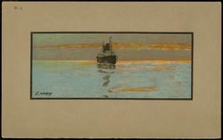 Color reproduction of a steamship.

