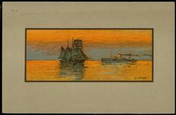 Color reproduction of a steamship and sailing vessel.

