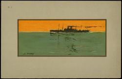 Color reproduction of a steamship.

