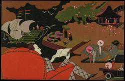 Reader in Japanese garden

