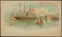 RED STAR LINE  NEW YORK - ANTWERP  
S.S. KENSINGTON S.S. SOUTHWARK / ARRIVING AT RED STAR PIER, NEW YORK.
