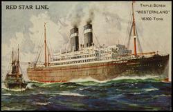 RED STAR LINE.  TRIPLE-SCREW "WESTERNLAND" 16,500 TONS.


