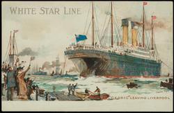 WHITE STAR LINE. "CEDRIC" LEAVING LIVERPOOL.
