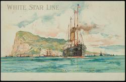 WHITE STAR LINE. "CRETIC" LEAVING GIBRALTAR.
