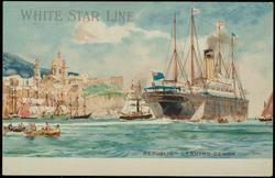 WHITE STAR LINE. "REPUBLIC" LEAVING GENOA.
