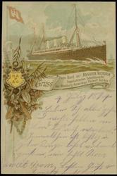 Gruss vom Bord der "AUGUSTA VICTORIA" Doppelschrauben- Schnelldampfer der Hamburg-Amerikan. Packetf.-Act:Ges.